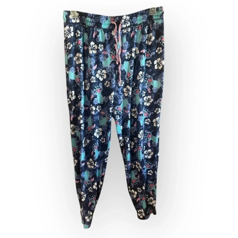 Disney Lilo & Stitch Floral Hawaiian Jogger Pajama Lounge Pants Women’s Large - Picture 1 of 7